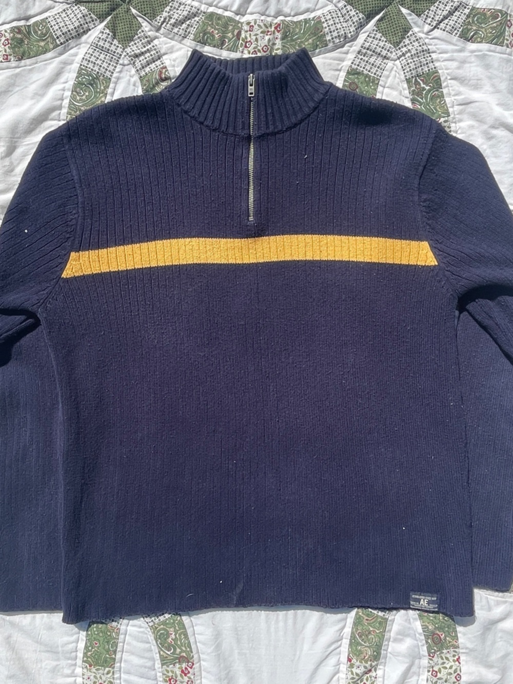 VTG 90s/Y2K American Eagle Outfitters Navy Quarter Zip Pullover Sweater Size XL